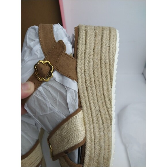 Sam & Libby Women's Corrinne Wedge Sandal, US 10 natural toffee strap criss cros - Picture 9 of 12